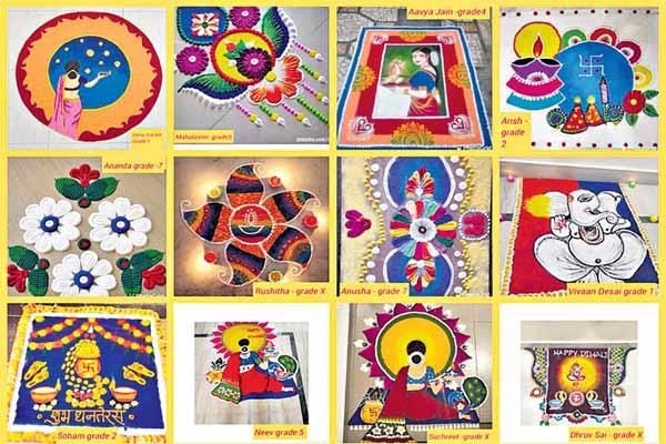Quality Department Rangoli Students of Gitanjali Devashray bring out the best at Rangoli making