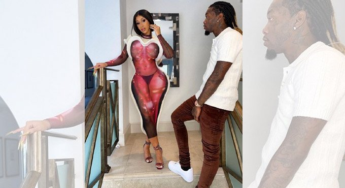 American Rapper Cardi B Turns Heads In Red Futuristic Looking Dress