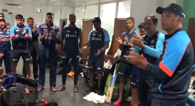 Watch: Rahul Dravid's dressing room speech after memorable victory
