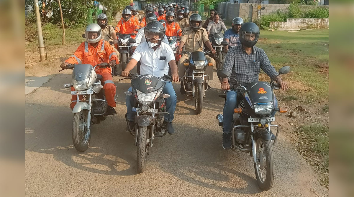 SCCL staff holds motorbike rally to create awareness on helmet use