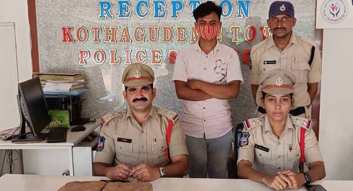 Kothagudem: Two youths, including minor arrested for smuggling ganja