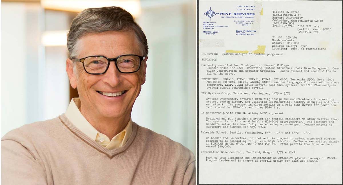 See what Bill Gates’ resume looked like 48 years ago